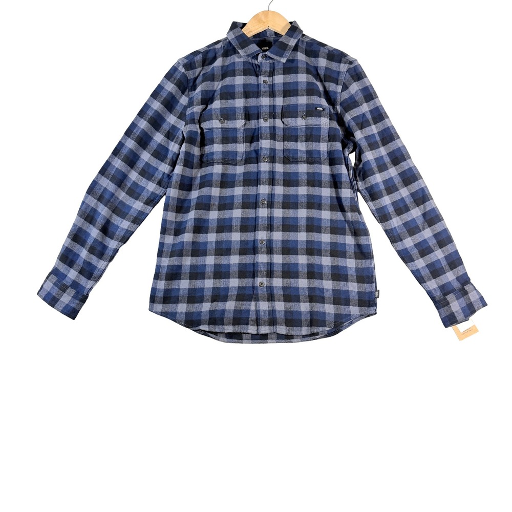 Vans Men's Yersky‎ Long Sleeve Flannel Button Up Shirt Blue Plaid Small NWT